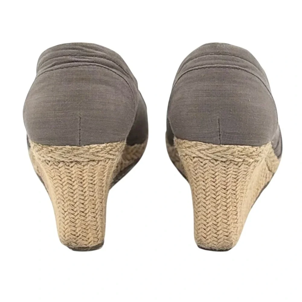 Skechers‎ Parallel Grey Textile Espadrille 3 in Wedge Peep Toe Sandals Women's 8